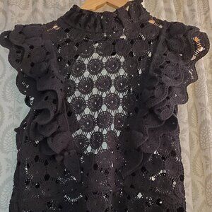 H & M Lace Structured Open Back top